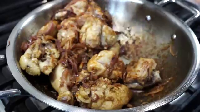 Smooth whisked yogurt added gradually one tablespoon at a time to the chicken off heat