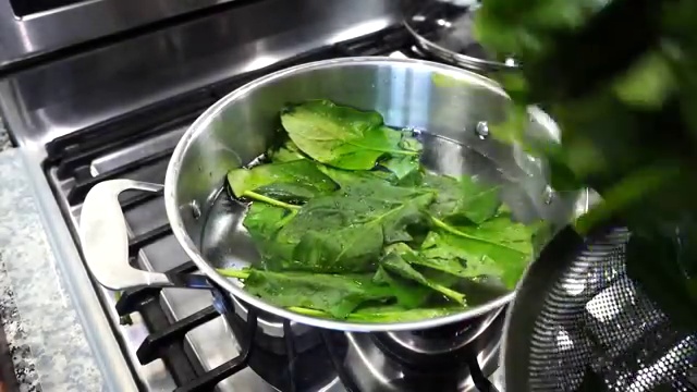 Blanched spinach and fresh chopped coriander leaves in a blender jar