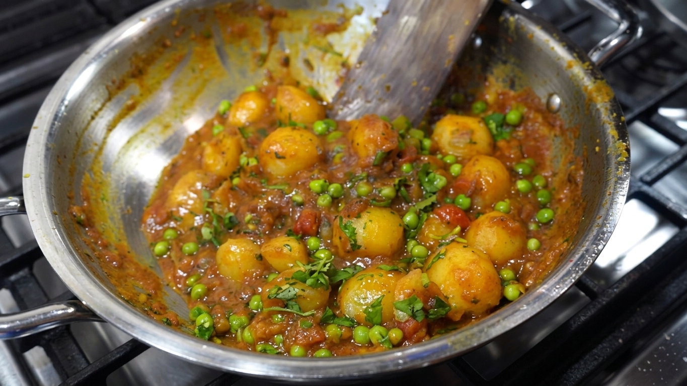 Freshly crushed roasted cumin powder sprinkled over the warm potato curry
