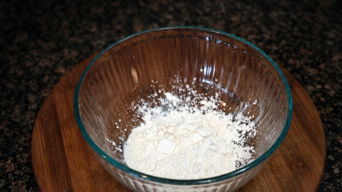 Cornstarch being mixed with a small amount of milk to create a smooth slurry
