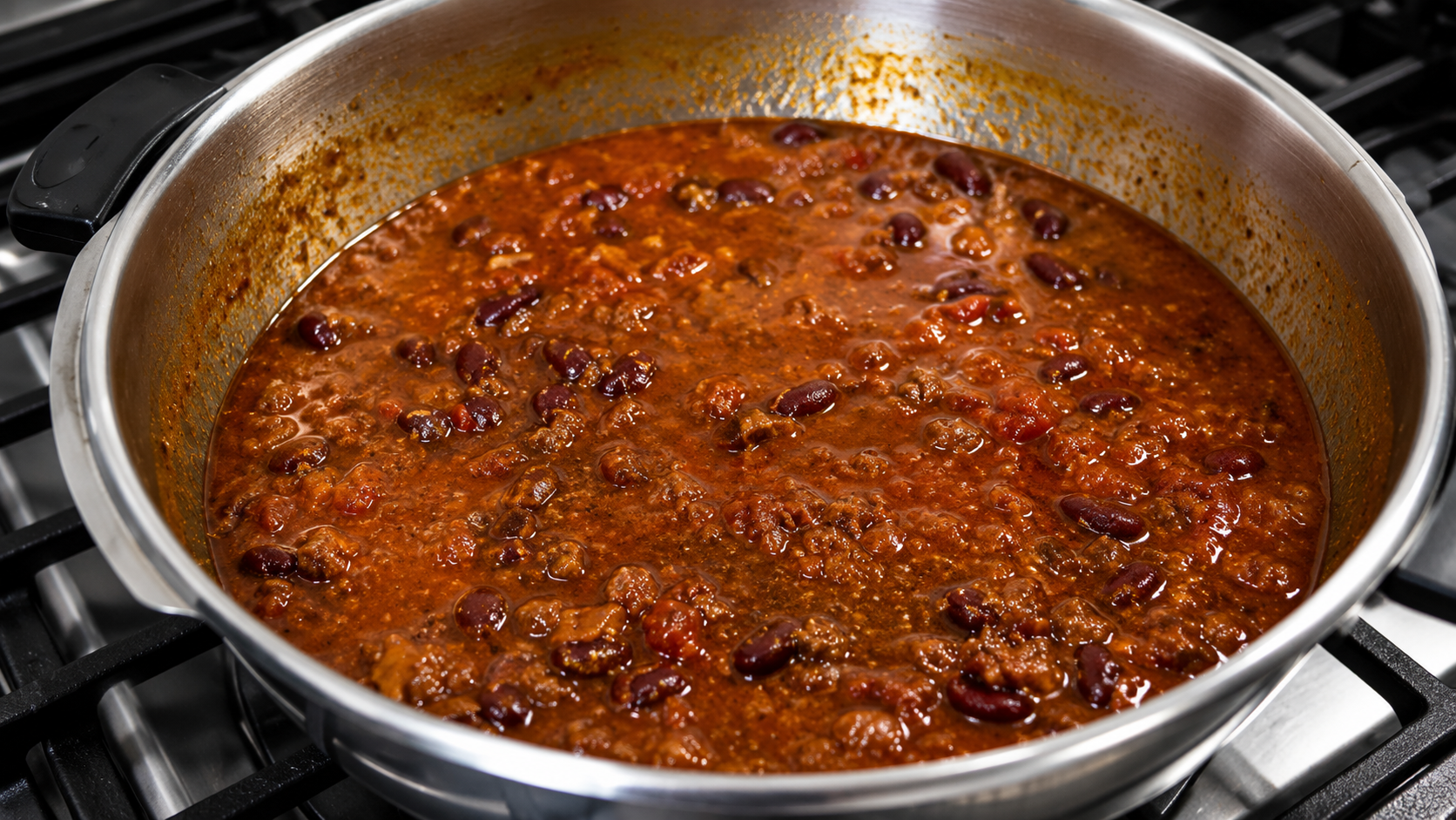 Finished Bengali-style rajma curry resting in the pot garnished with fresh coriander