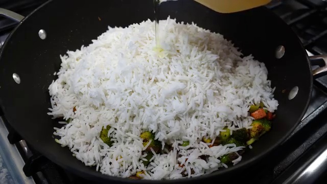 Fluffy vegetable masala rice stir-fried with distinct, separate grains