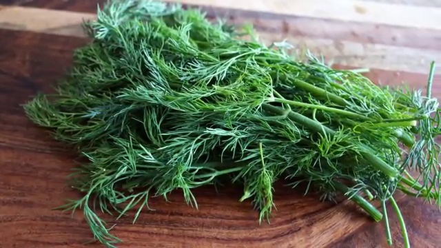 Fresh bunches of vibrant green dill leaves being thoroughly washed in clean water