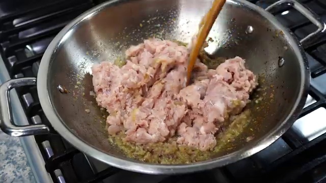 Fresh ginger paste and garlic paste added to the lightly browned onions