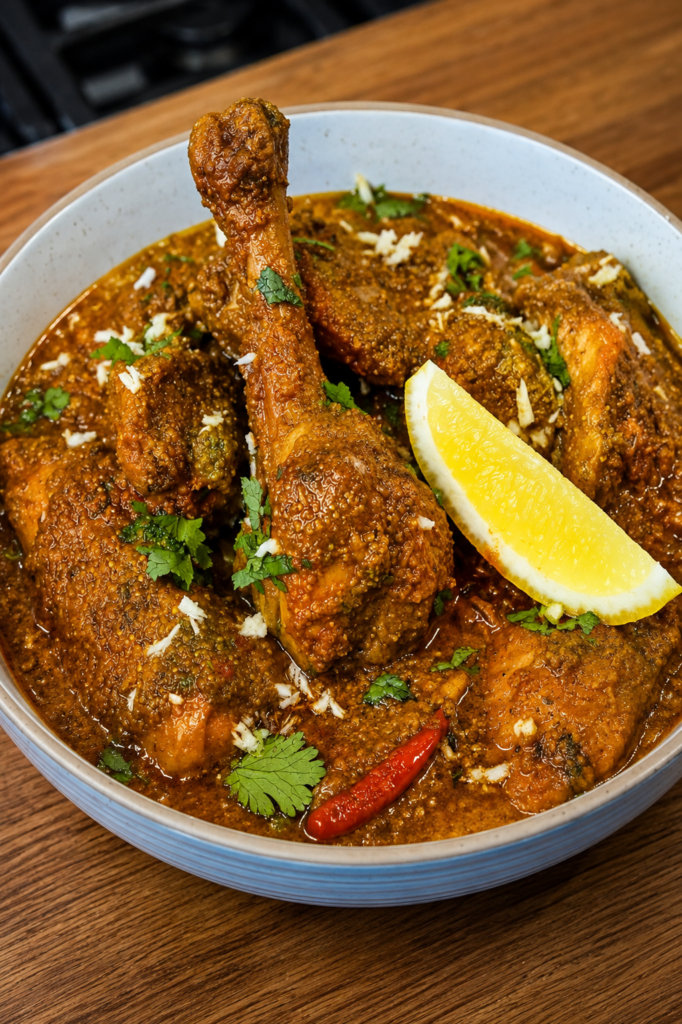 Goan Chicken Xacuti (Shakuti) - Traditional Goan chicken curry in rich roasted coconut and poppy seed gravy