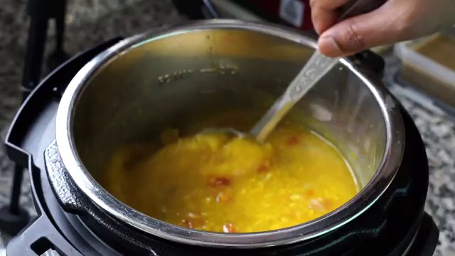 Split yellow moong dal and red masoor lentils rinsed thoroughly under running cold water