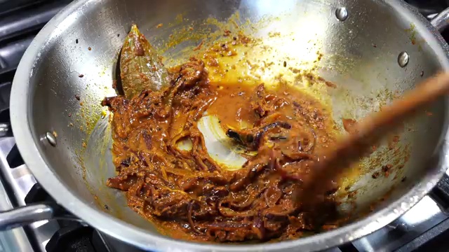 A teaspoon of sugar added to the Bengali curry masala to balance flavors
