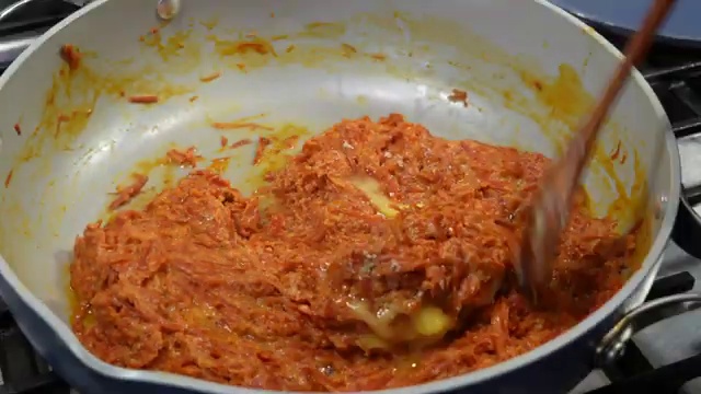 Warm Gajar Ka Halwa transferred into an elegant dessert serving bowl
